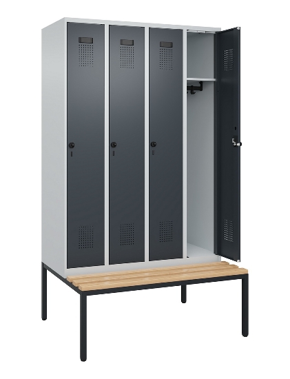 C+P Spind Evolo PLUS 0490507-32 mit Bank 3 Abt.400mm Drehriegel (HxBxT) 2120x1200x815mm 9016/3015