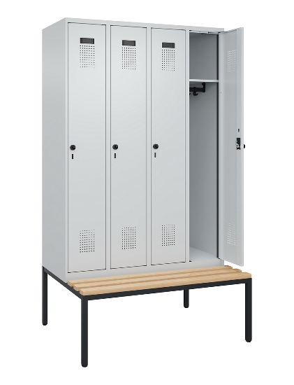 C+P Spind Evolo PLUS 0490507-32 mit Bank 3 Abt.400mm Drehriegel (HxBxT) 2120x1200x815mm 9016/3015