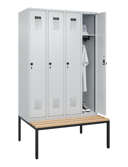 C+P Spind Evolo PLUS 0490507-32 mit Bank 3 Abt.400mm Drehriegel (HxBxT) 2120x1200x815mm 9016/3015