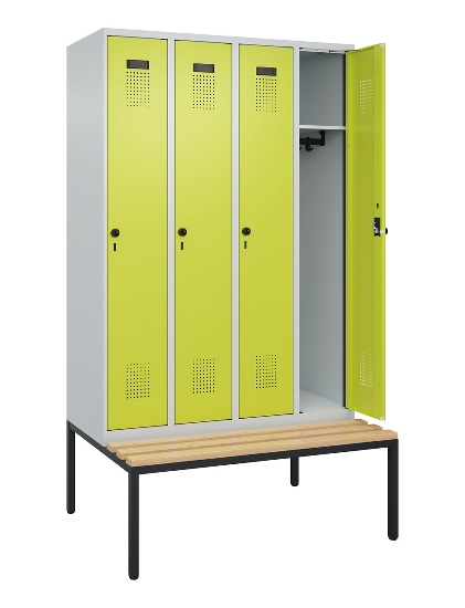 C+P Spind Evolo PLUS 0490507-32 mit Bank 3 Abt.400mm Drehriegel (HxBxT) 2120x1200x815mm 9016/3015