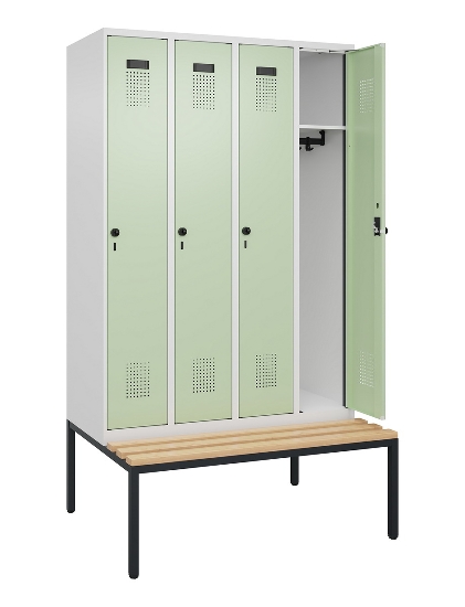 C+P Spind Evolo PLUS 0490507-32 mit Bank 3 Abt.400mm Drehriegel (HxBxT) 2120x1200x815mm 9016/3015