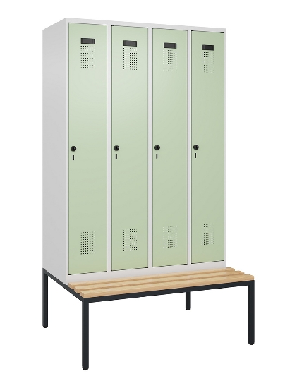 C+P Spind Evolo PLUS 0490507-32 mit Bank 3 Abt.400mm Drehriegel (HxBxT) 2120x1200x815mm 9016/3015