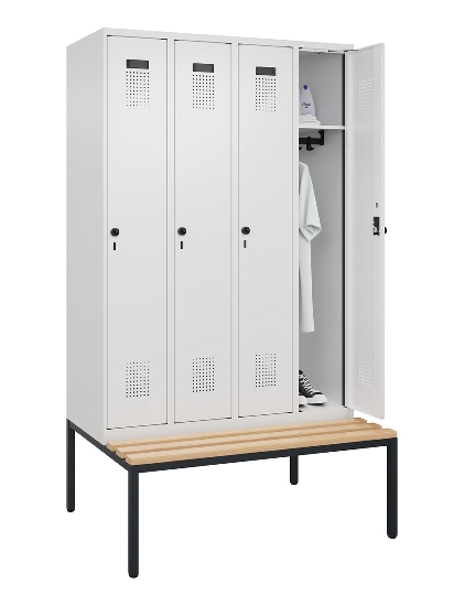C+P Spind Evolo PLUS 0490507-32 mit Bank 3 Abt.400mm Drehriegel (HxBxT) 2120x1200x815mm 9016/3015