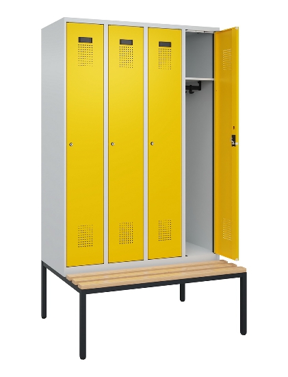 C+P Spind Evolo PLUS 0490507-32 mit Bank 3 Abt.400mm Drehriegel (HxBxT) 2120x1200x815mm 9016/3015