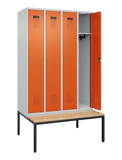 C+P Spind Evolo PLUS 0490507-32 mit Bank 3 Abt.400mm Drehriegel (HxBxT) 2120x1200x815mm 9016/3015