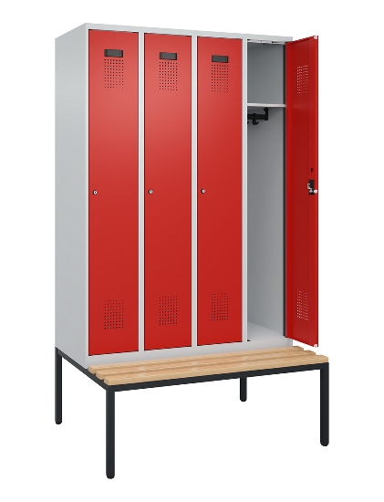 C+P Spind Evolo PLUS 0490507-32 mit Bank 3 Abt.400mm Drehriegel (HxBxT) 2120x1200x815mm 9016/3015