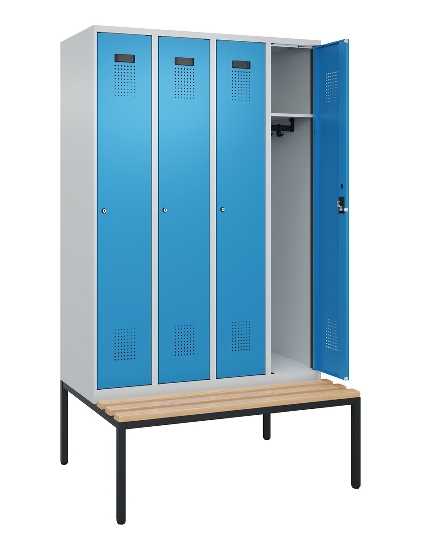 C+P Spind Evolo PLUS 0490507-32 mit Bank 3 Abt.400mm Drehriegel (HxBxT) 2120x1200x815mm 9016/3015
