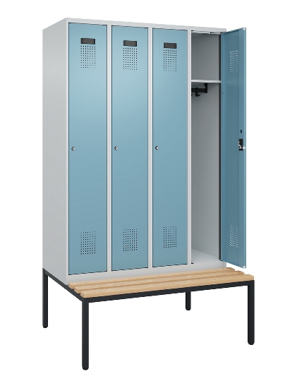 C+P Spind Evolo PLUS 0490507-32 mit Bank 3 Abt.400mm Drehriegel (HxBxT) 2120x1200x815mm 9016/3015