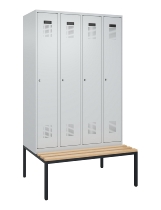 C+P Spind Evolo PLUS 0490507-32 mit Bank 3 Abt.400mm Drehriegel (HxBxT) 2120x1200x815mm 9016/3015