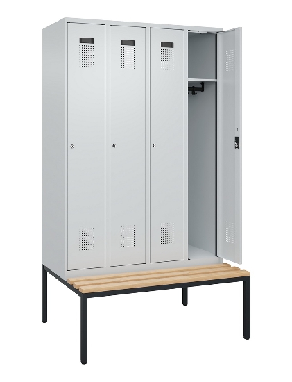 C+P Spind Evolo PLUS 0490507-32 mit Bank 3 Abt.400mm Drehriegel (HxBxT) 2120x1200x815mm 9016/3015