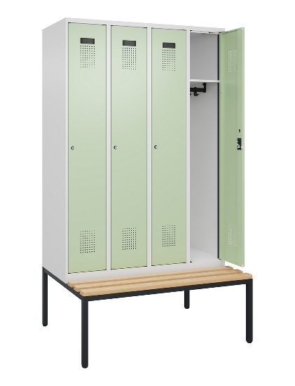 C+P Spind Evolo PLUS 0490507-32 mit Bank 3 Abt.400mm Drehriegel (HxBxT) 2120x1200x815mm 9016/3015