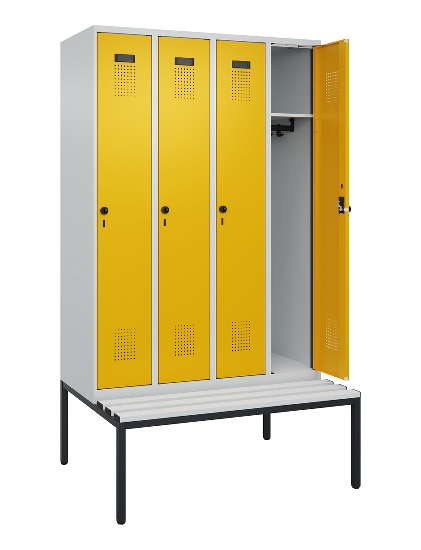 C+P Spind Evolo PLUS 0490507-12 mit Bank 1 Abt.400mm Drehriegel (HxBxT) 2120x400x815mm 7035/6011