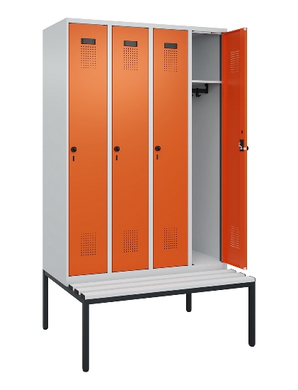 C+P Spind Evolo PLUS 0490507-12 mit Bank 1 Abt.400mm Drehriegel (HxBxT) 2120x400x815mm 7035/6011