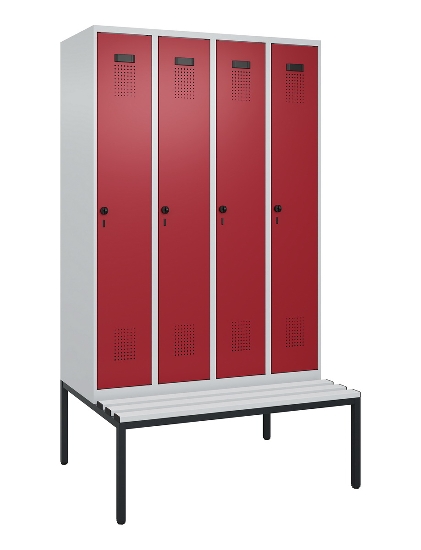 C+P Spind Evolo PLUS 0490507-12 mit Bank 1 Abt.400mm Drehriegel (HxBxT) 2120x400x815mm 7035/6011