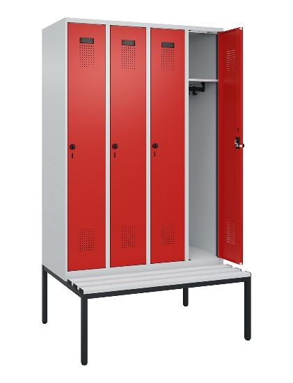 C+P Spind Evolo PLUS 0490507-12 mit Bank 1 Abt.400mm Drehriegel (HxBxT) 2120x400x815mm 7035/6011