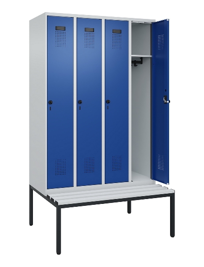 C+P Spind Evolo PLUS 0490507-12 mit Bank 1 Abt.400mm Drehriegel (HxBxT) 2120x400x815mm 7035/6011
