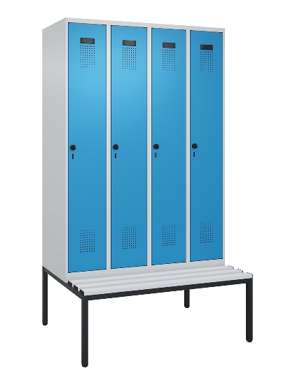 C+P Spind Evolo PLUS 0490507-12 mit Bank 1 Abt.400mm Drehriegel (HxBxT) 2120x400x815mm 7035/6011