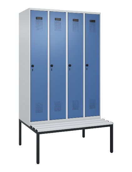 C+P Spind Evolo PLUS 0490507-12 mit Bank 1 Abt.400mm Drehriegel (HxBxT) 2120x400x815mm 7035/6011