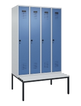 C+P Spind Evolo PLUS 0490507-12 mit Bank 1 Abt.400mm Drehriegel (HxBxT) 2120x400x815mm 7035/6011
