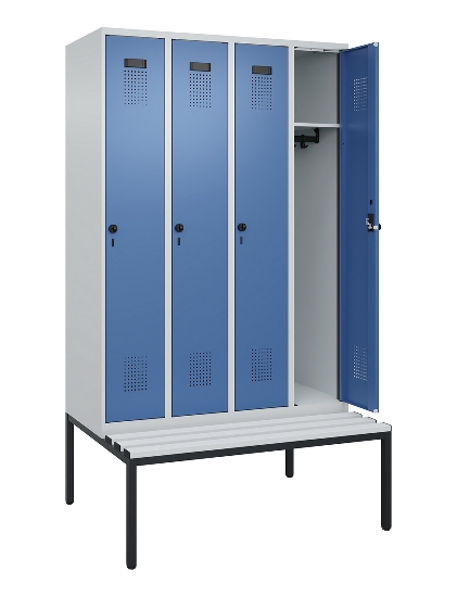 C+P Spind Evolo PLUS 0490507-12 mit Bank 1 Abt.400mm Drehriegel (HxBxT) 2120x400x815mm 7035/6011