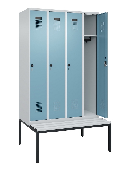 C+P Spind Evolo PLUS 0490507-12 mit Bank 1 Abt.400mm Drehriegel (HxBxT) 2120x400x815mm 7035/6011