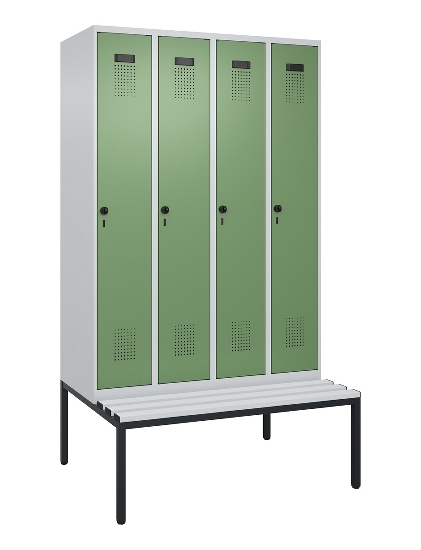 C+P Spind Evolo PLUS 0490507-12 mit Bank 1 Abt.400mm Drehriegel (HxBxT) 2120x400x815mm 7035/6011