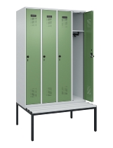C+P Spind Evolo PLUS 0490507-12 mit Bank 1 Abt.400mm Drehriegel (HxBxT) 2120x400x815mm 7035/6011