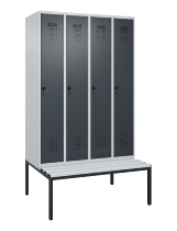 C+P Spind Evolo PLUS 0490507-12 mit Bank 1 Abt.400mm Drehriegel (HxBxT) 2120x400x815mm 7035/6011