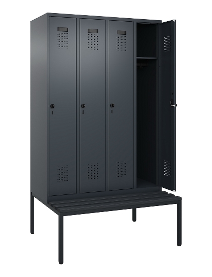 C+P Spind Evolo PLUS 0490507-12 mit Bank 1 Abt.400mm Drehriegel (HxBxT) 2120x400x815mm 7035/6011