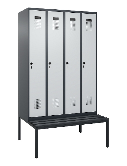 C+P Spind Evolo PLUS 0490507-12 mit Bank 1 Abt.400mm Drehriegel (HxBxT) 2120x400x815mm 7035/6011