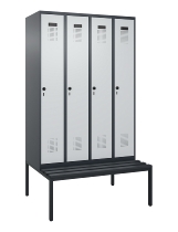 C+P Spind Evolo PLUS 0490507-12 mit Bank 1 Abt.400mm Drehriegel (HxBxT) 2120x400x815mm 7035/6011