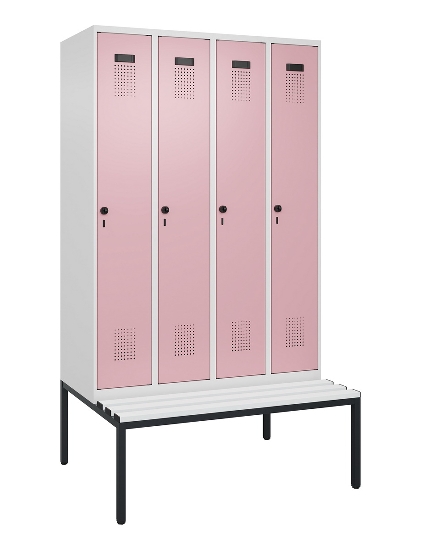 C+P Spind Evolo PLUS 0490507-12 mit Bank 1 Abt.400mm Drehriegel (HxBxT) 2120x400x815mm 7035/6011