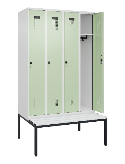 C+P Spind Evolo PLUS 0490507-12 mit Bank 1 Abt.400mm Drehriegel (HxBxT) 2120x400x815mm 7035/6011