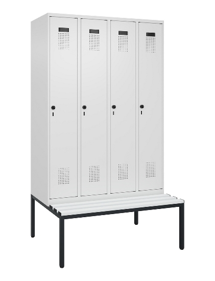 C+P Spind Evolo PLUS 0490507-12 mit Bank 1 Abt.400mm Drehriegel (HxBxT) 2120x400x815mm 7035/6011