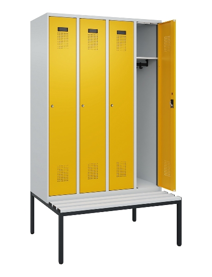 C+P Spind Evolo PLUS 0490507-12 mit Bank 1 Abt.400mm Drehriegel (HxBxT) 2120x400x815mm 7035/6011