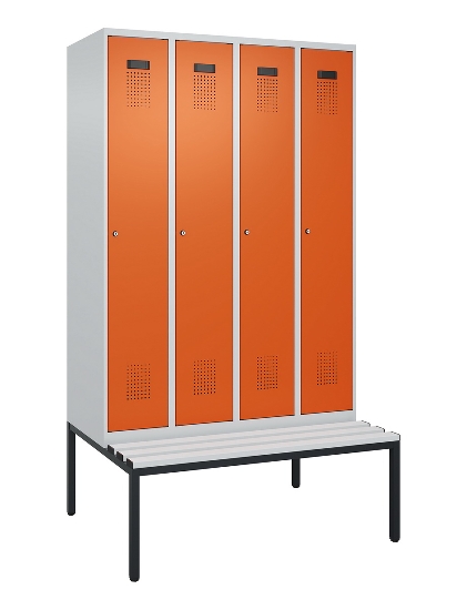 C+P Spind Evolo PLUS 0490507-12 mit Bank 1 Abt.400mm Drehriegel (HxBxT) 2120x400x815mm 7035/6011