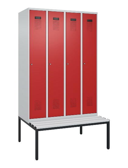 C+P Spind Evolo PLUS 0490507-12 mit Bank 1 Abt.400mm Drehriegel (HxBxT) 2120x400x815mm 7035/6011