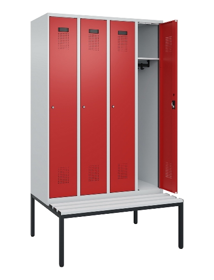 C+P Spind Evolo PLUS 0490507-12 mit Bank 1 Abt.400mm Drehriegel (HxBxT) 2120x400x815mm 7035/6011