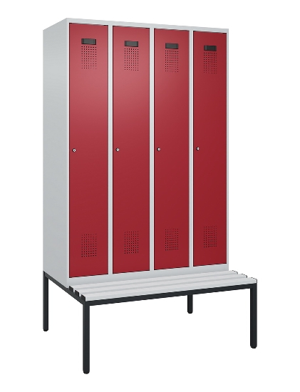C+P Spind Evolo PLUS 0490507-12 mit Bank 1 Abt.400mm Drehriegel (HxBxT) 2120x400x815mm 7035/6011