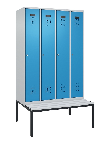 C+P Spind Evolo PLUS 0490507-12 mit Bank 1 Abt.400mm Drehriegel (HxBxT) 2120x400x815mm 7035/6011