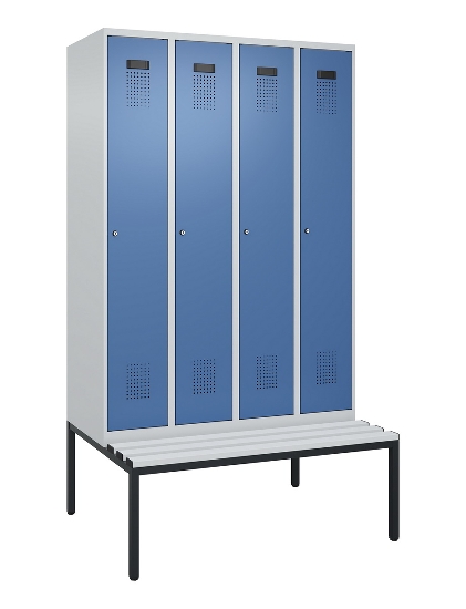 C+P Spind Evolo PLUS 0490507-12 mit Bank 1 Abt.400mm Drehriegel (HxBxT) 2120x400x815mm 7035/6011