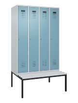C+P Spind Evolo PLUS 0490507-12 mit Bank 1 Abt.400mm Drehriegel (HxBxT) 2120x400x815mm 7035/6011