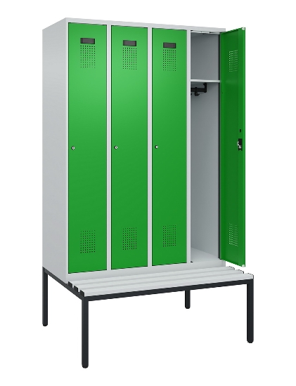 C+P Spind Evolo PLUS 0490507-12 mit Bank 1 Abt.400mm Drehriegel (HxBxT) 2120x400x815mm 7035/6011