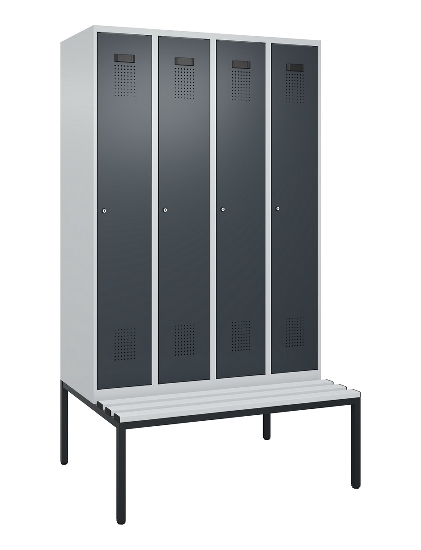 C+P Spind Evolo PLUS 0490507-12 mit Bank 1 Abt.400mm Drehriegel (HxBxT) 2120x400x815mm 7035/6011