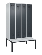 C+P Spind Evolo PLUS 0490507-12 mit Bank 1 Abt.400mm Drehriegel (HxBxT) 2120x400x815mm 7035/6011