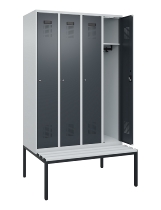C+P Spind Evolo PLUS 0490507-12 mit Bank 1 Abt.400mm Drehriegel (HxBxT) 2120x400x815mm 7035/6011