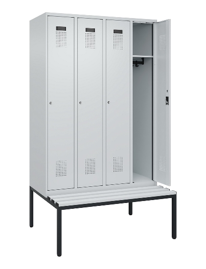 C+P Spind Evolo PLUS 0490507-12 mit Bank 1 Abt.400mm Drehriegel (HxBxT) 2120x400x815mm 7035/6011