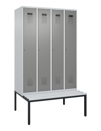 C+P Spind Evolo PLUS 0490507-12 mit Bank 1 Abt.400mm Drehriegel (HxBxT) 2120x400x815mm 7035/6011