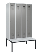 C+P Spind Evolo PLUS 0490507-12 mit Bank 1 Abt.400mm Drehriegel (HxBxT) 2120x400x815mm 7035/6011