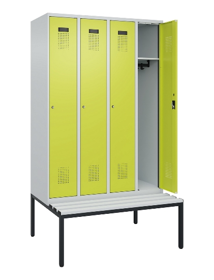 C+P Spind Evolo PLUS 0490507-12 mit Bank 1 Abt.400mm Drehriegel (HxBxT) 2120x400x815mm 7035/6011